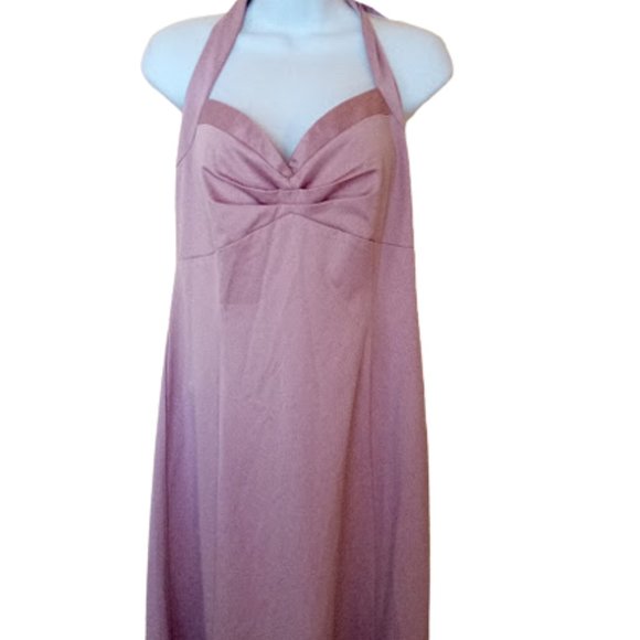 Pink Blush Full Length Maxi Halter Gown  Size 14 - Picture 2 of 6